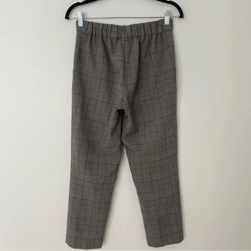 Aritzia Babaton Conan Pant Grey Check Print High Rise Pull On Trousers size 4 - Picture 7 of 9